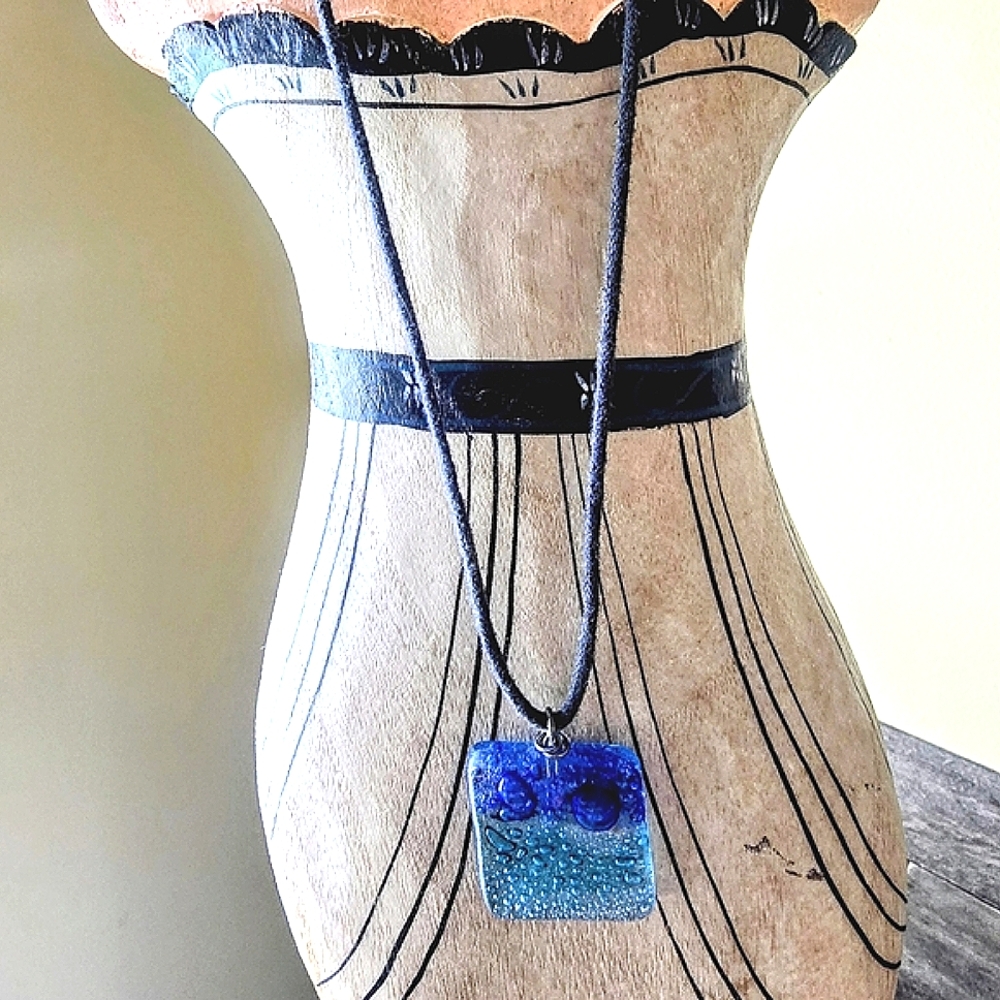 Blue Glass Pendant Necklace